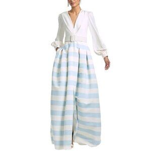 Sachin & Babi Zoe Gown Ivory Sailor Stripe Size 12 NWT